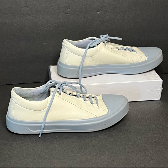 ecco blue and white Flexture t-cap low top‎ leather lace up sneakers women's 7 - Picture 1 of 13
